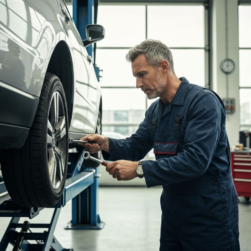 Mekanikoa kotxean lanean